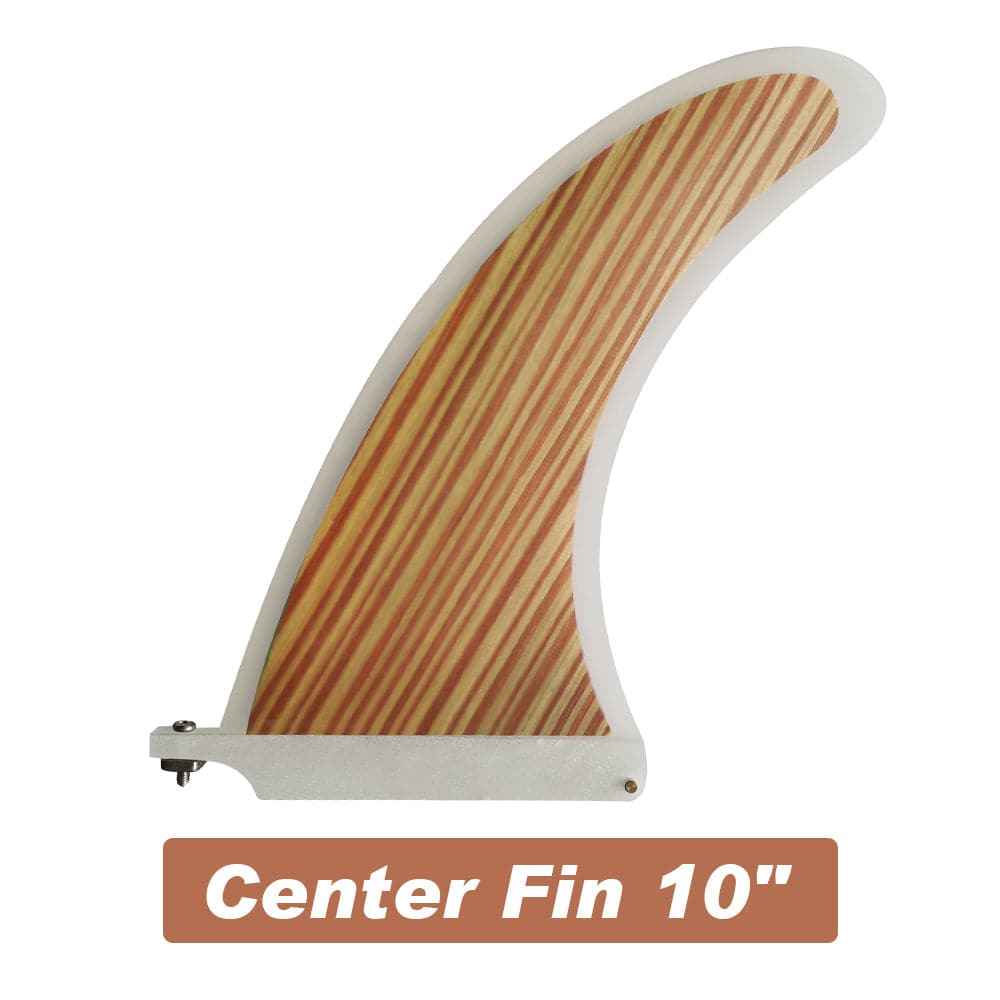 Discover the ZJ SPORT wooden surfboard center fin with a beautiful brown striped pattern and beige edge. Essential for mastering waves, this Center Fin 10 is your surfing companion. Enjoy free shipping on the ZJ Fins for Supboard!.