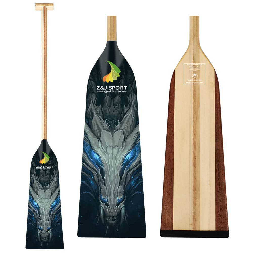 ZJ IDBF Approved Wooden Dragon Boat Paddle With Fiberglass Reinforcement (WDP)