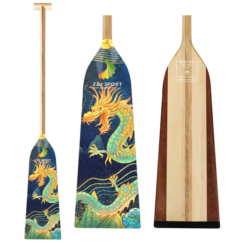 ZJ IDBF Approved Wooden Dragon Boat Paddle With Fiberglass Reinforcement (WDP)