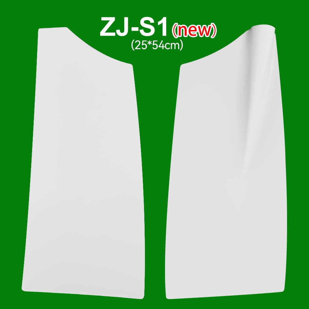 Two white ZJ Blade For Sweep Oars from ZJ SPORT are shown on a green background; the left is flat, and the right has a corner slightly curled. Above, it reads ZJ-S1 (new) (25*54cm).