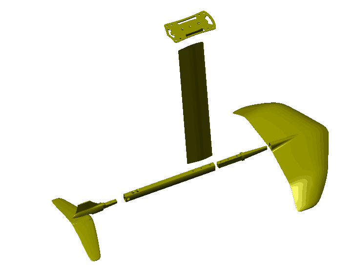 ZJ Carbon Hydrofoil para SUP Paddle Board Foil F-II com asas de carbono e mastro de alumínio