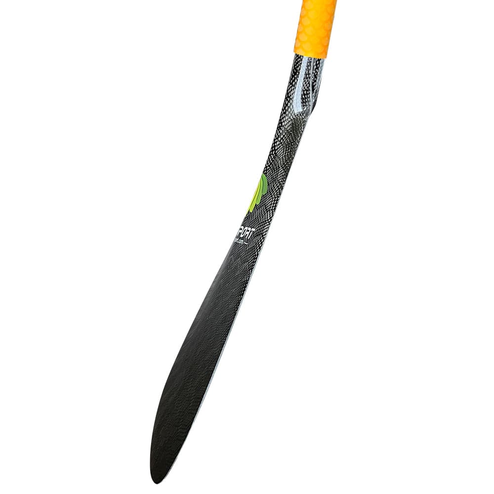 A ZJ SPORT Hybrid Outrigger Canoe Paddle features a carbon blade and a yellow anti-skid grip handle, displayed against a white background.