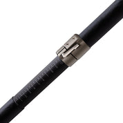 Close-up of the ZJ SPORT ZJ Translucent Fiberglass Sea Kayak Paddle (SKR-III) shaft, featuring a metal clasp similar to the precision seen in a carbon fiber shaft, with inch markings from 6 to 14 near the adjustable clasp for various lengths.