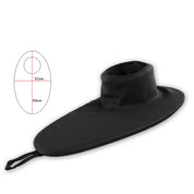 The ZJ SPORT High Performance Waterproof Spray Skirt for Cockpit/Sea Kayak is crafted from durable black SBR diving fabric, featuring an adjustable closure and rubber rand seal for a snug fit. It measures 52 cm wide by 90 cm long, with a strap at one end for secure attachment.