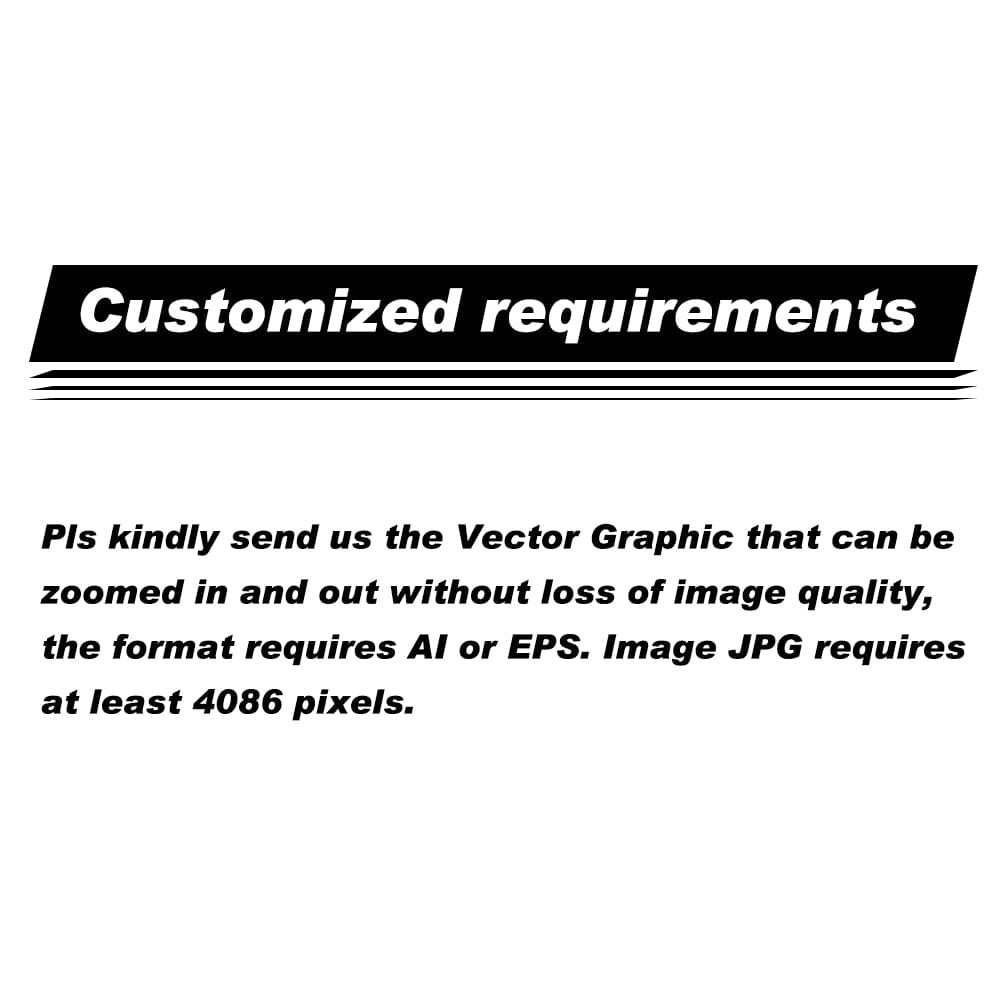 The image specifies custom graphic needs for ZJ SPORTs ZJ Classic Full Carbon Whitewater Paddle with Cranked Shaft, requesting vector graphics in AI or EPS for quality scaling and JPG images with at least 4086 pixels resolution.